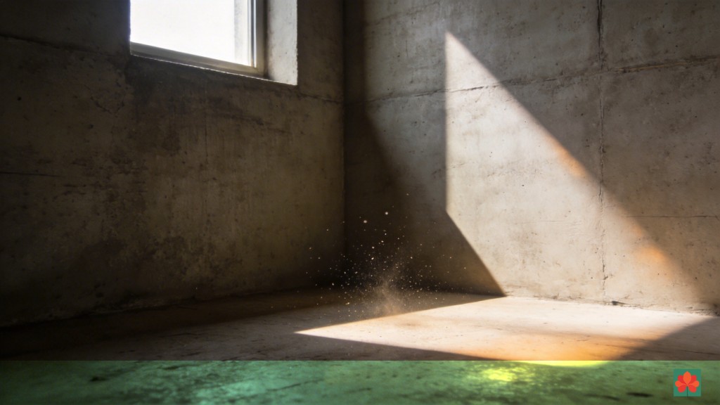 斜射入毛坯房的光束与浮尘